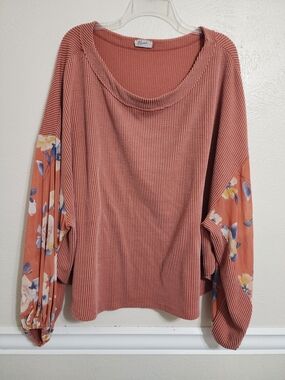Blumin Apparel Ribbed Floral Top Size 3X EUC